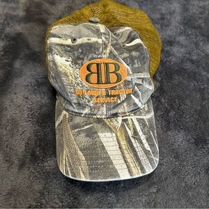 B&B Lawn and Tractor Service Camouflage Trucker Hat - Orange & Green Logo